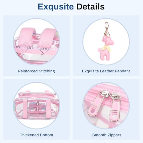 Sisipoet Clear Backpack for School, PVC Clear Bookbag Heavy Duty Transparent Backpack for Stadium Events See Through Bag - color: Pink Tie-dye