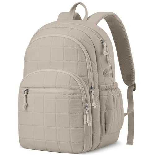 kadilong College Laptop Backpack,Travel Backpack for Women,Quilted Bookbag for 15.6 Inch Laptop Casual Daypack,Camel - color: Camel, size: 15,6 inch