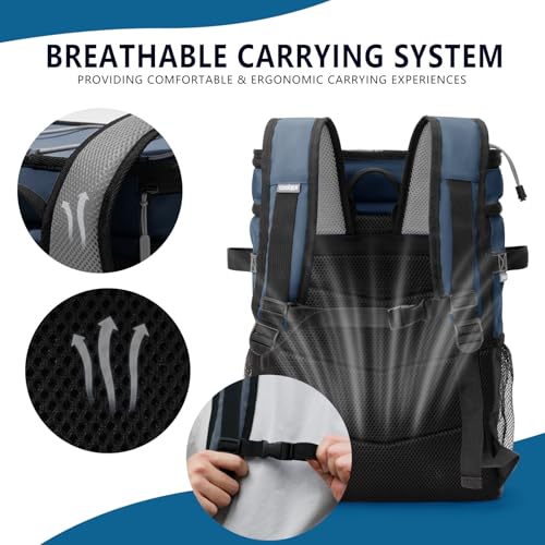 Large Backpack Cooler 36 Can Cooler Backpack with 2 Insulated Compartments Leak Proof Waterproof Travel Backpack, Camping Beach Picnic Lunch Thermal Bag for Women and Men - color: Navy