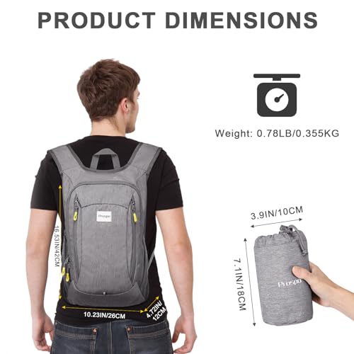 Prospo 12L Hiking Backpack Small Lightweight Travel Backpack for Women Men Casual Foldable Shoulder Bag - color: Light Grey