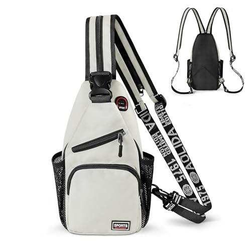 Geestock Convertible Sling Bag for Women Men, Lightweight Crossbody Backpack Daypack Chest Bag Fit 7.9" Tablet for Travel, Sport, Hiking & Commute, Off White, 7.09in×3.15in×12.60in - color: Off-white, size: Small
