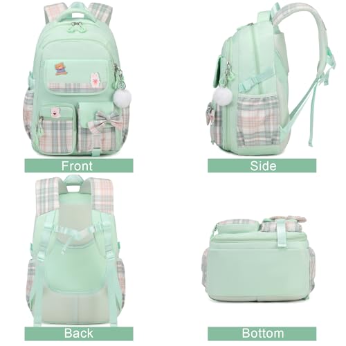 ACESAK Girls Backpack - 3PCS Backpack for Girls Cute School Backpacks for Kindergarten Elementary Preschool Middle Kids School Bags with Lunch Box Pencil Case Set (Green) - color: Green