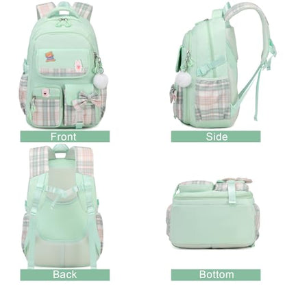 ACESAK Girls Backpack - 3PCS Backpack for Girls Cute School Backpacks for Kindergarten Elementary Preschool Middle Kids School Bags with Lunch Box Pencil Case Set (Green) - color: Green