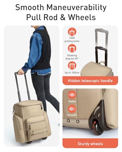 TOURIT Insulated Rolling Cooler Backpack, Leakproof Waterproof Beach Cooler Bag with Wheels and Handle, Outdoor Camping Picnic Travel - color: 01-Black, style: 36 Cans