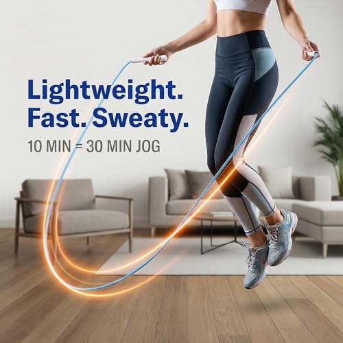 YUEDONG Cardio Jump Rope for Women & Men, 5mm PVC Fitness Rope for Weight Loss & Home Workouts - color: WHITE