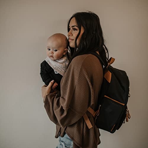 Parker Baby Co. Diaper Backpack - Full Zip Diaper Bag with Insulated Pockets - Black - color: Black