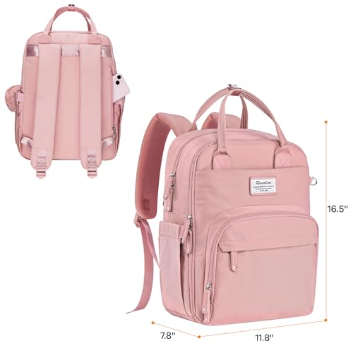 RUVALINO Diaper Bag Backpack, Multifunction Travel Back Pack for Girls, Maternity Baby Changing Bags with Changing Pad for Mom, Large Capacity, Waterproof and Stylish, Pink - color: Pink