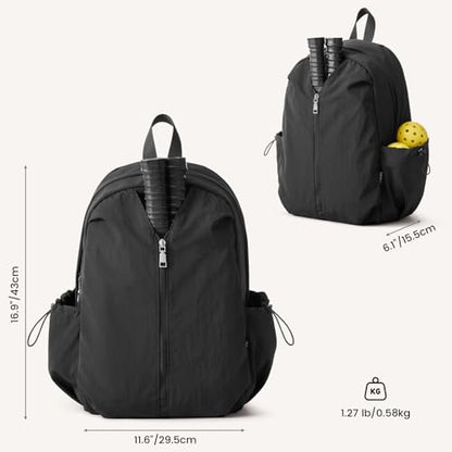 G4Free 20L Pickleball Bag for Women, Pickleball Paddle Backpack with Fence Hook, Work Travle Bag with 15" Laptop Compartment-Black - color: Black
