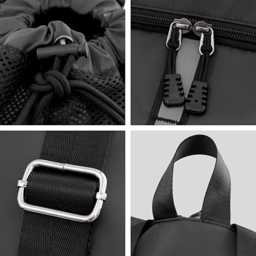 Sports Drawstring Backpack Swim Gym Bag with Wet Proof Pocket and Shoe Compartment for Men Women