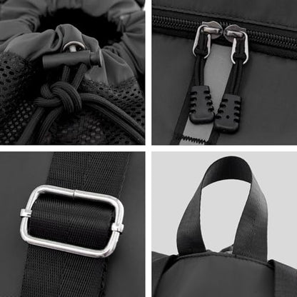 Sports Drawstring Backpack Swim Gym Bag with Wet Proof Pocket and Shoe Compartment for Men Women