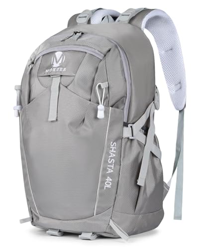 Hiking Backpack 40L Lightweight Waterproof Daypack for Men Women Outdoor Camping Mountaineering Trekking Travel Bag - color: Grey