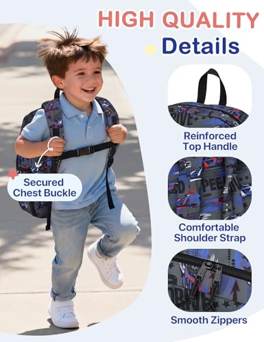 VASCHY Kids Backpacks, 12L Toddler & 17.5L School Backpacks, Lightweight Water-Resistant for Boys and Girls Ages 3-12 - color: Racing Blue-s, size: Small