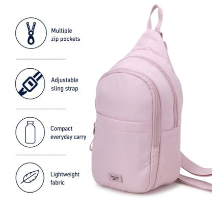 Reebok Unisex Crossbody Bag - Convertible Compact Durable Cross Body Bag for Women and Men - Gym and Travel Essentials, Size One Size, Thea II Ashen Lilac - color: Thea II Ashen Lilac