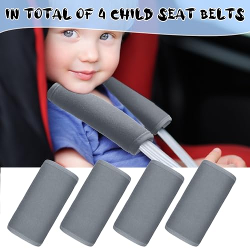 Riakrum 4 Pcs Baby Car Seat Belt Covers for Kids,Light Gray,5.7 X 2.6 Inch - color: Light Gray, size: 5.7 x 2.6 Inch