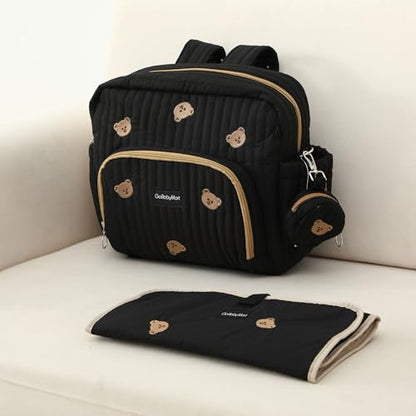 GOBABYMART Diaper Bag Backpack, Medium Maternity baby bag & Changing Pad, Insulated Pockets, Stroller Straps & Pacifier Case (Medium - Black Bears) - color: Medium - Black Bears