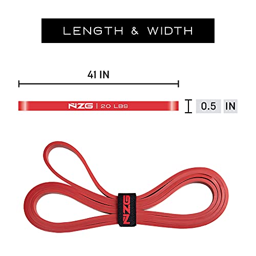 NonZero Gravity 100% Latex-Free Organic Rubber Power Resistance Bands | Compact Durable Hypoallergenic Bands for Strength Training & Workouts | 11 Levels (10 to 140 Lbs) - color: 2. Red-20 lb