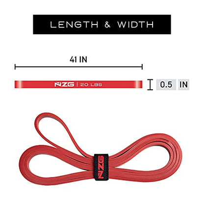 NonZero Gravity 100% Latex-Free Organic Rubber Power Resistance Bands | Compact Durable Hypoallergenic Bands for Strength Training & Workouts | 11 Levels (10 to 140 Lbs) - color: 2. Red-20 lb