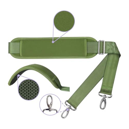 60 Inch Shoulder Strap with Removable Ultra-Thick Pad，Adjustable Buckles and Metal Hooks - color: Green