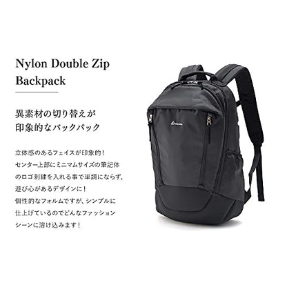Rename Nylon Double Zip Backpack, Backpack, Men's, Simple, Black - color: Black