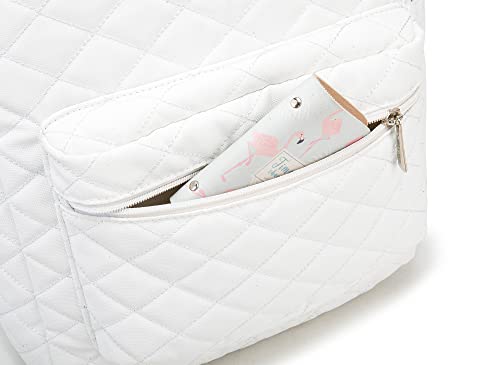 Kinmac Laptop Backpack with Massage Cushion Straps and USB Charging Port for Laptop Up to 15.6 Inch Men Women Travel Outdoor Backpack (White) - color: White Embroider