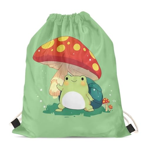 Upetstory Cute Mushroom Frog Drawstring Backpack Cinch String Bag Sports Gym Sackpack Training Gymsack for Women Kids Children Hiking Camping Swimming Beach Outdoor Daypack Bookbag - color: 1 Mushroom Frog