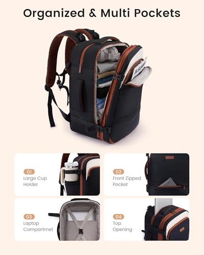 LOVEVOOK Carry On Travel Backpack For Women Flight Approved, 55L Personal Item Travel Bag Flight Approved, TSA Travel Bag Fit 18 Inch Laptop, Weekender Overnight Waterproof Daypack with 2 Cubes - color: Olive Green-black, size: 55l-18 Inch-3pcs