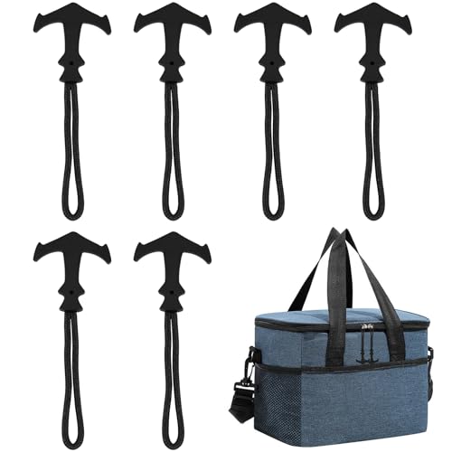6Pcs Paracord Zipper Pulls Replacement, Heavy Duty T-Shaped Zipper Pull Tab Replacement Kit, Quick-Install for Yeti Cooler, Backpack, Luggage, Jacket, Tote & Outdoor Gear