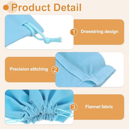 Cloth Shoe Bags for Travel, Flannel Pouch with Drawstring Closure Washable Breathable Cotton Fabric, 15.8x11.8" & 2 Pcs & Light Blue- Fit for (Men Women/Luggage/Storage) - color: Light Blue