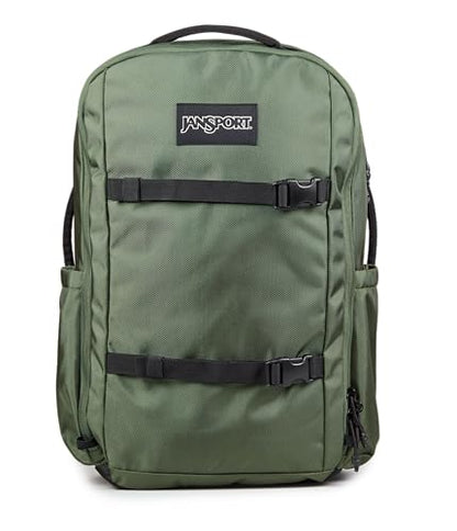 JanSport Venture Pack – Travel Pack With Large Main Compartment with Compression Straps, Dual Water Bottle Pockets, Padded Hip Belt & Luggage Trolley Pass-Through, Cargo Green - color: Cargo Green, style: Venture Pack