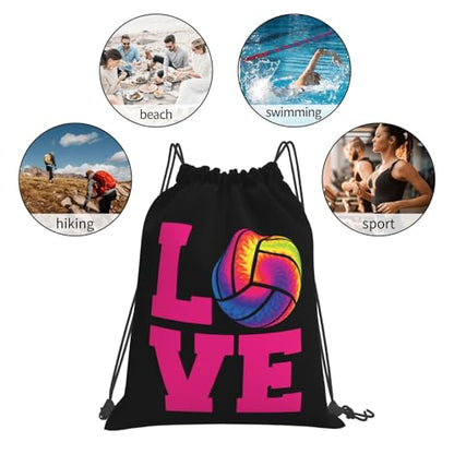 Love Volleyball Unisex Drawstring Backpack Bag Sport Gym Travel Swim Sackpack - color: Love Volleyball7