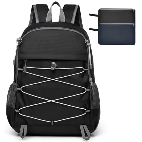 Small Foldable Hiking Backpack for Men Women, 20L Lightweight Waterproof Collapsible Daypack with Hanging System for Traveling Camping Outdoor, Black - color: Black