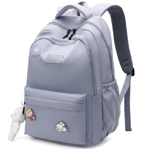 School Backpack for Teen Girls Cute Bookbag for High Middle School College Aesthetic Laptop Back Pack,Blue - color: Blue