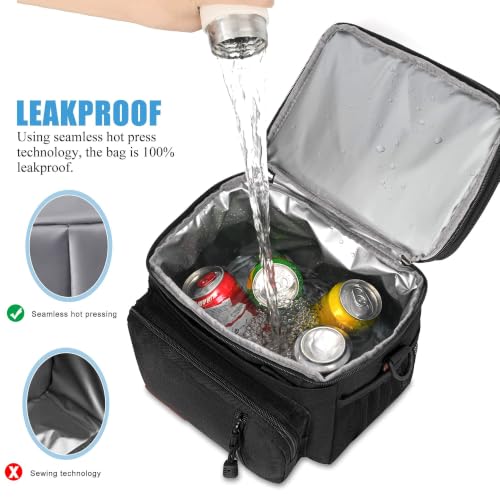 MIYCOO Lunch Bag for Men & Women, Expandable Double Deck Lunch Box, 15L - color: Black Zipper Pull, size: 15L