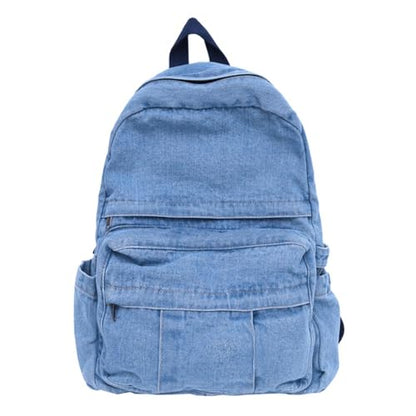 MaxxCloud Women's Heavy Cotton Canvas Laptop Backpack Lightweight Casual Hiking Daypack Travel Bag - color: Light Blue