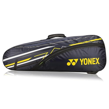 Yonex Stylish Badminton Kit-Bag |Double Zipper Compartment for Storage of 6 Rackets and Clothes|Side Pocket |Back Straps |Accessories Compartment |Made in India - color: NAVY BLUE CYBER LIME