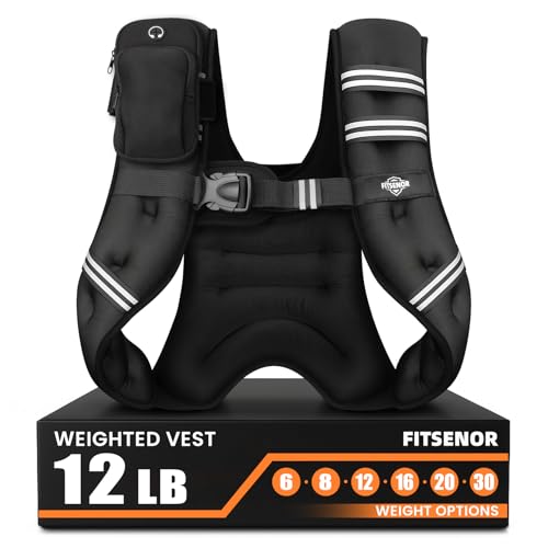 Weighted Vest for Men Women Walking, 6lb/8lb/12lb/16lb/20lb/30lb Strength Training Weight Vests with Phone Pocket, Comfortable Weighted Vest for Running Men, Rucking, Weight Loss, Gym Accessories - size: 12 lb