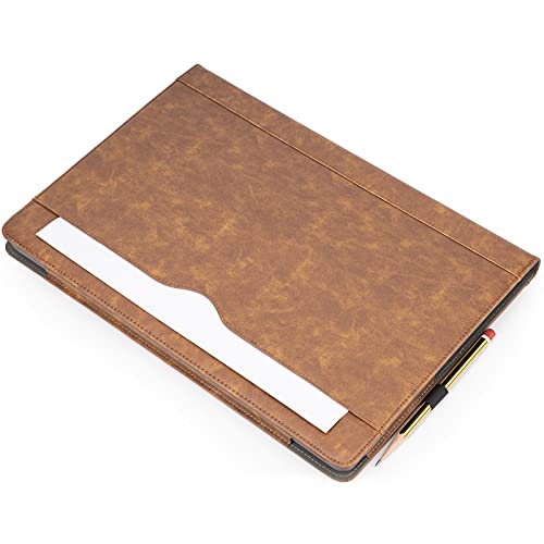 TYTX Compatible with MacBook Pro Leather Case 15 Inch 2016-2019 Release (A1990 A1707) Laptop Sleeve Protective Folio Book Cover with Vents, Brown - color: Brown