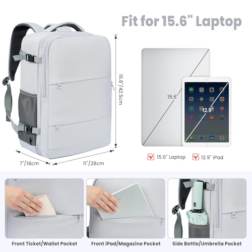 BAGAIL Travel Laptop Backpack, Carry on with USB Port, Luggage Bag for Holiday-Light Grey - color: Light Grey