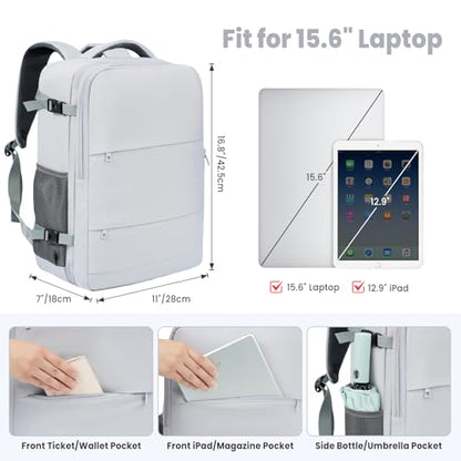 BAGAIL Travel Laptop Backpack, Carry on with USB Port, Luggage Bag for Holiday-Light Grey - color: Light Grey