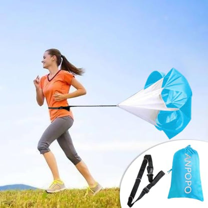 Bfsmile Running Speed Training 56" Parachute with Adjustable Strap, Free Carry Bag. Speed Chute Resistance Running Parachute for Kids Youth and Adults - color: Blue