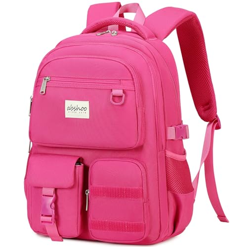 abshoo Large Heavy Duty Backpack For School College Bookbag Casual Multi Pocket Travel Backpacks - color: Hot Pink