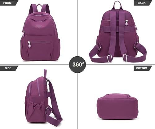 Pealwel Mini Backpack Purse for Women,Small Nylon backpacks for Ladies Backpacks Women Anti Theft Travel Bag (Purple) - color: Purple