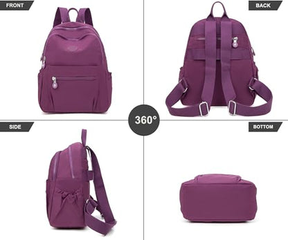 Pealwel Mini Backpack Purse for Women,Small Nylon backpacks for Ladies Backpacks Women Anti Theft Travel Bag (Purple) - color: Purple