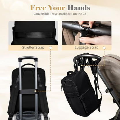 Diaper Bag Backpack with Changing Pad Baby Bag Multi-Function Waterproof Travel Bag Baby Shower Essentials,Pañaleras Para bebe with 15 Pocket,2 Insulated Pockets,Black - color: Black