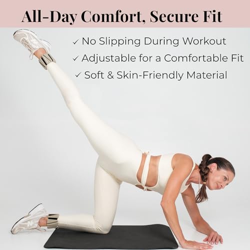 AMOYOU Wrist & Ankle Weights for Women – 2 lb Ankle Weights (Set of 2, 1 lb Each) | Arm Weights for Women | Leg Weights for Walking, Yoga, Cardio & Strength Training - color: Beige