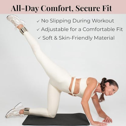 AMOYOU Wrist & Ankle Weights for Women – 2 lb Ankle Weights (Set of 2, 1 lb Each) | Arm Weights for Women | Leg Weights for Walking, Yoga, Cardio & Strength Training - color: Beige