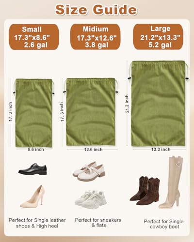 4 Pcs Shoe Bags for Travel, Dust Velvet Bags, Sage Green, 17.3x12.6 Inch - color: Sage Green, size: 17.3"x12.6"