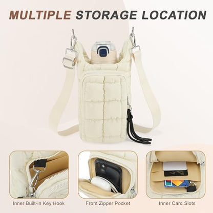 Water Bottle Carrier Bag, Convenient and Durable, Crossbody Water Bottle Holder for Hiking, Cycling - color: Beige