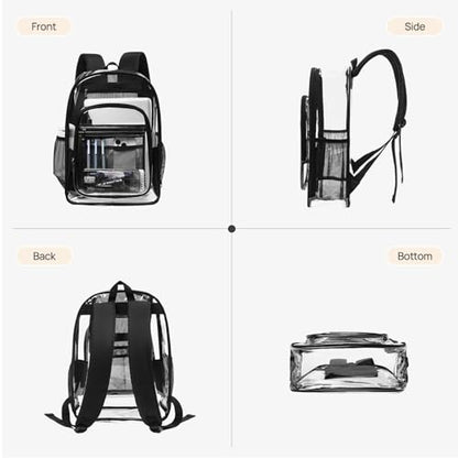 Telena Clear Backpack with Multi-pockets, Heavy Duty TPU Transparent Bag with Reinforced Straps, Large See Through Bookbag for College, Work - Black - color: 1-black