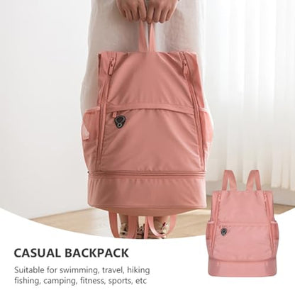 BESTYASH Waterproof Casual Backpack Travel Bag with Wet Dry Separation Lightweight Portable Daypack for Gym Swim Sports Pink